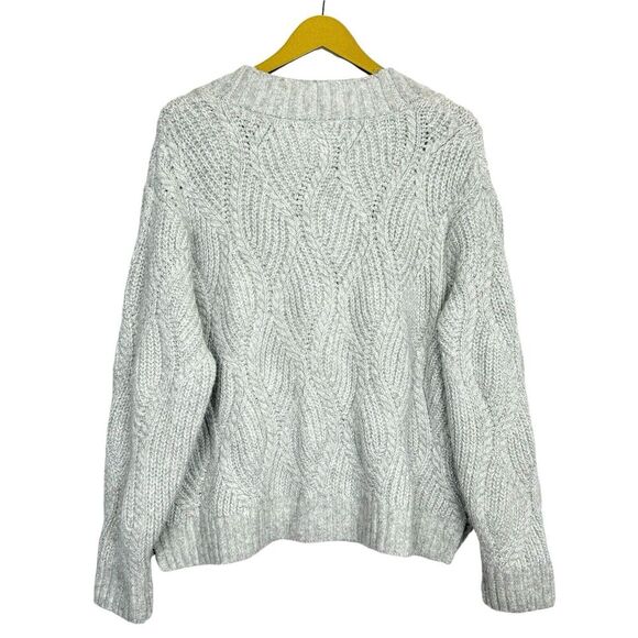 Universal Thread Chunky Cable Knit Fisherman Metallic Cardigan XL Gray Silver - Picture 3 of 6